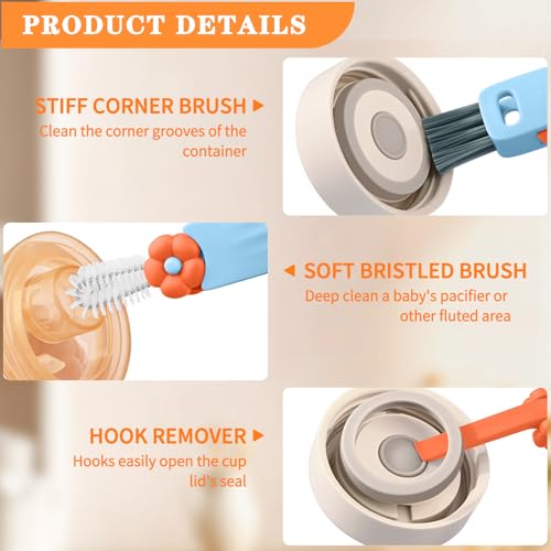 3 in 1 Cup Lid Gap Cleaning Brush Set, Multifunctional Bottle Cleaning Brush, Cup Lid Gap Cleaner, Home Kitchen Crevice Brush Tools (3 Pack) - view 4