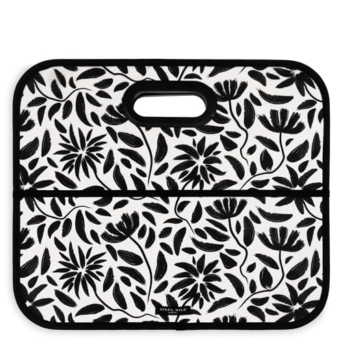 Steel Mill & Co Car Storage Bin, Hand Drawn Black Floral - view 2