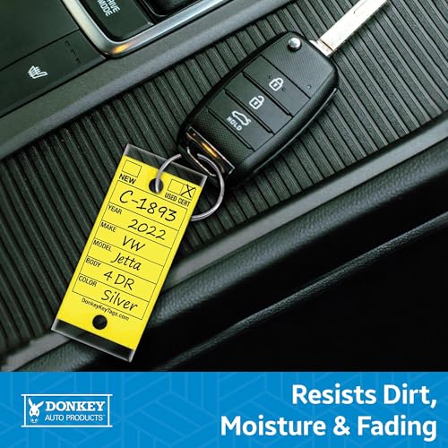 Donkey Key Tags, Laminated Self-Protecting (250 Tags Per Box with Metal Rings) (Yellow) - view 5