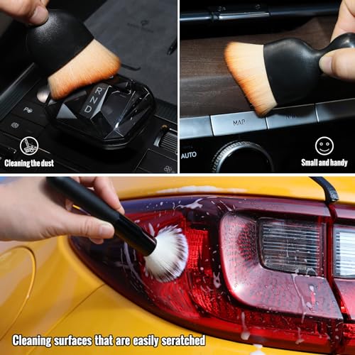 6PCS Car Detailing Brush Set, Ultra Soft Boars Hair Detail Brushes, Automotive Cleaning Brush Kit for Wheels, Air Vent, Leather Seats, Vehicles Auto Exterior Interior Detailing Brushes Tool - view 6