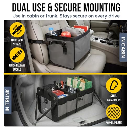 Large Car Trunk Organizer, Modular & Collapsible, Gray - view 5