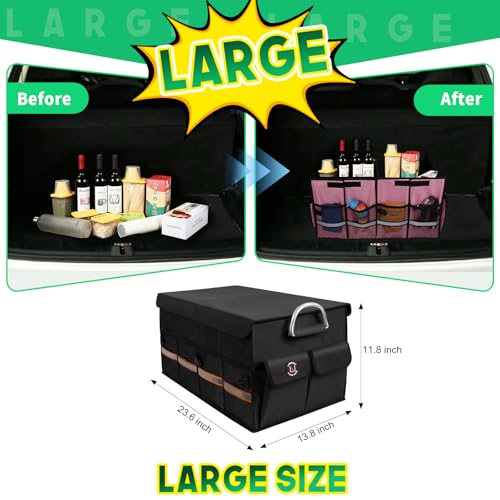 Trunk Organizer, LIBZAKI Cargo Organizer, Premium Multi Compartments Collapsible Portable Trunk Storage for auto, SUV, Truck, Minivan -Black - view 6