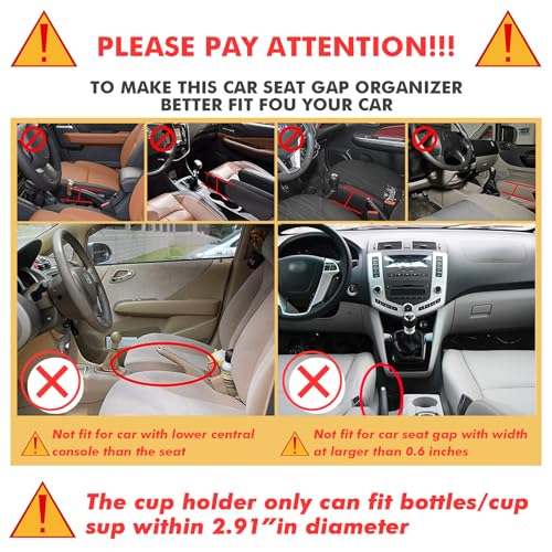 Car Seat Seam Wedge Storage Leather Organizer Cup Holder Coin Side Pocket Console Cover Drink Cell Mobile Phone Mount Stand Holder Glove Box w/2Pcs Car Seat Hook + 2Pcs Cup Holder Coaster - view 2