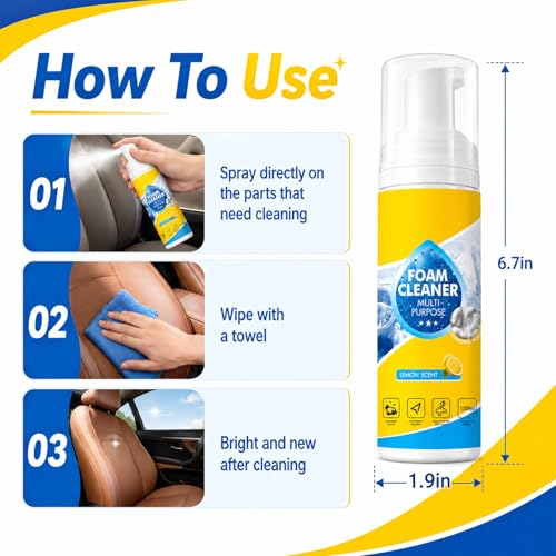 4-in-1 Multi Enzyme Foam Cleaner, All-Purpose Deep Cleaning Spray,Powerful & Multipurpose Car Interior Foam Cleaners for Car Interior, Kitchen Grease, Bathroom Tiles (1) - view 5