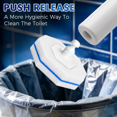 Disposable Toilet Brush Wand Kit with 50 Refills, Toilet Bowl Cleaner Brush Holder Sets for Bathroom Toilet Cleaning(White) - view 5