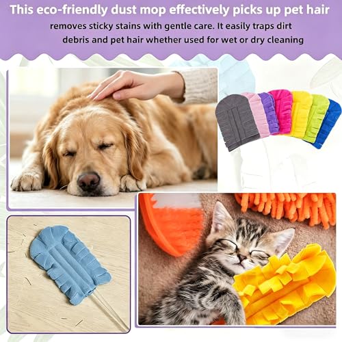 7-Pack Reusable Duster Refills, Washable Microfiber Chenille Duster Pads, Compatible with Swiffer Dusters, for Cleaning Homes, Blinds, Cars, Pet Areas, Furniture, and Fans (Handle Included) - view 6