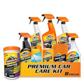 Premier Car Care Kit, Includes Car Wax & Wash Kit, Glass Cleaner, Car Air Freshener, Tire & Wheel Cleaner + Car Cleaning Wipes for Interior and Exterior, 90 Wipes Each