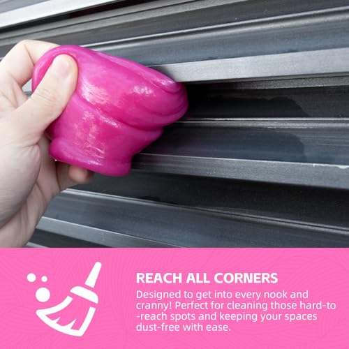 Reusable Cleaning Gel for Car Interior, Keyboard & Home – 5 Pack (90g Each), Sticky Dust & Crumb Remover, No Water Needed, Long-Lasting Dry Cleaner (Rose Red) - view 3