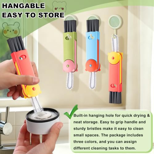 3 in 1 Cup Lid Gap Cleaning Brush, Multifunctional Bottle Lid Cleaner Brush, Home Kitchen Crevice Brush Cleaning Tools for Tight Spaces & Bottle Gaps, Portable Small Brush 3 PCS - view 5