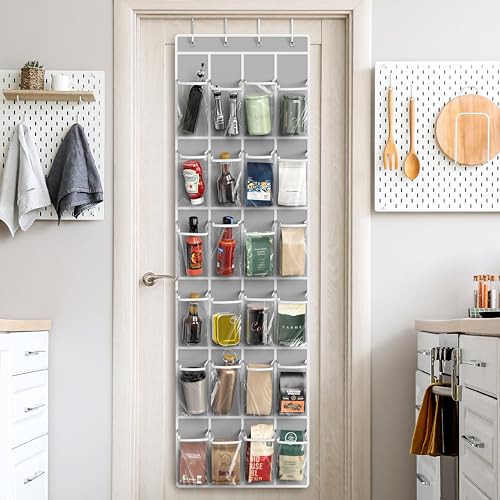 24 Pockets Clear Over the Door Shoe Organizer, Gray - view 7