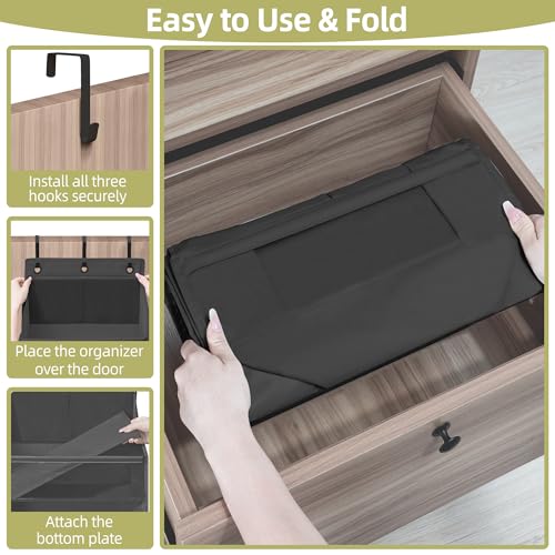 Over Door Organizer with 6 Extra Large Pockets 12 Side Pockets, Sturdy Closet Storage Rack, Hanging Storage Organizer with Clear Window for Shoes, Diaper, Bedroom, Bathroom, Black, 6-Pack - view 6