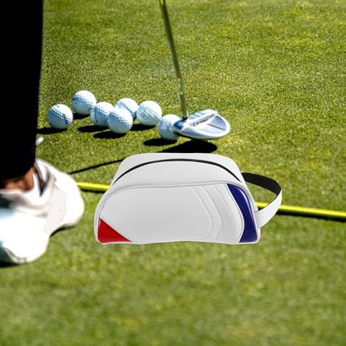 White PU Golf Shoe Bag, Portable Zippered Carrier for Travel and Course - view 4