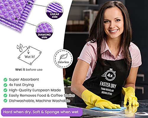 [12Pack+1Loofah Dish Sponge] 100% Natural Biodegradable Swedish Dishcloths for Kitchen | No-Discoloration, No-Odor, Super Absorbent Dish Sponge | Paper Towel, Dust Wipes Replacement - view 6
