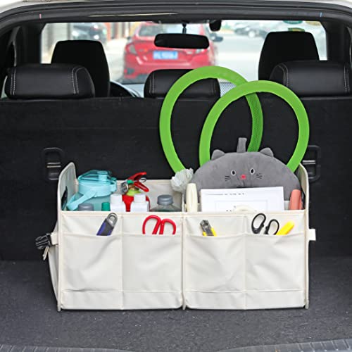 Car Trunk Organizer Car Storage Organizer Collapsible Multi Compartment Car Organizer Adjustable Straps for SUV(Beige) - view 2