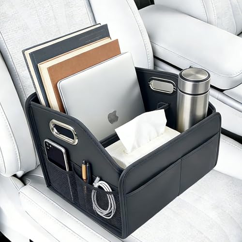 Car Storage Organizer Foldable PU Leather Front Seat Caddy