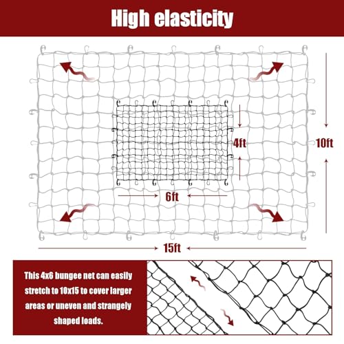 Heavy Duty Cargo Net for Pickup Truck Bed - 4' x 6' Stretches to 10' x 15' - view 4