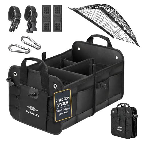 Car Trunk Organizer for SUV, Truck, Sedan, Minivan, and Van, Black