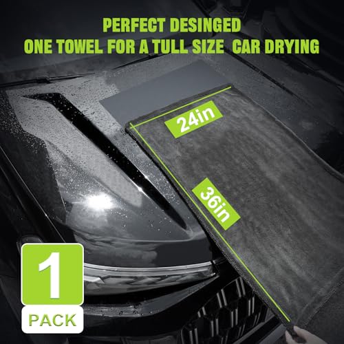 2 Pack Car Drying Towel, Car Wash Mitt, 1300 GSM Microfiber Towels for Cars (36" x 24" & 16" x 16"), Ultra-Absorbent, Streak Free, Car Wash Kit, Car Cleaning Detailing Supplies for SUVs, Trucks - view 3