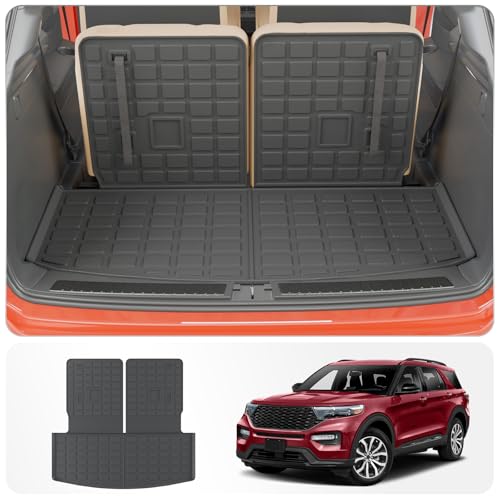 Cargo Mat with 3rd Row Backrest Mat for 2020-2027 Ford Explorer
