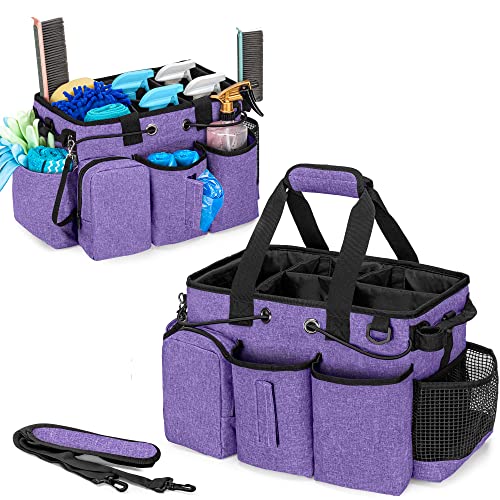 Large Professional Cleaning Caddy with Detachable Divider, Purple