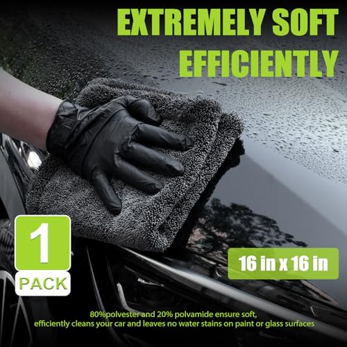 1 Pack 1300 Car Drying Towel, Microfiber Towels for Cars - 16" x 24" Ultra-Absorbent, Streak Free, Car Wash Mitt, Car Detailing Cleaning Accessories Supplies Essentials - view 4