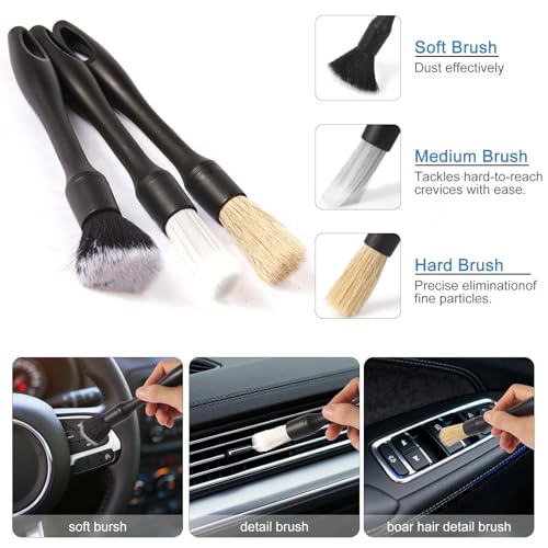 Car Detailing Brush Kit with Detail Brushes,Car Interior Detailing Brushe,Car Dust Brush,Cleaning Gel,Car Interior Cleaning Tool for Truck SUV Car Accessories - view 3