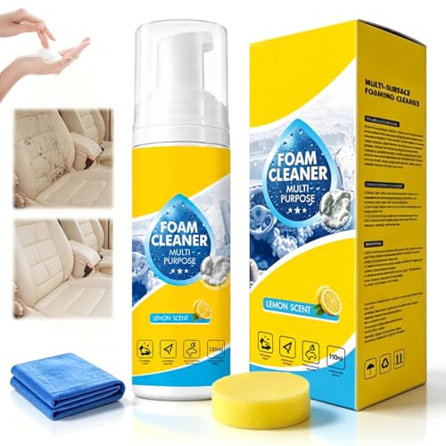 4-in-1 Multi Enzyme Foam Cleaner, All-Purpose Deep Cleaning Spray,Powerful & Multipurpose Car Interior Foam Cleaners for Car Interior, Kitchen Grease, Bathroom Tiles (1)