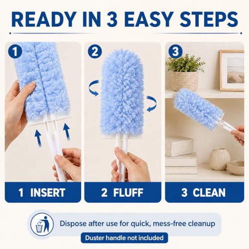 Duster Refills,Disposable Dusters for Cleaning,Heavy Duty Duster Refills, MultiSurface Dusting Wand,Dust Remover for Furniture,Blinds,Ceiling Fans&Home Cleaning Supplies (Violet, 25pcs) - view 3