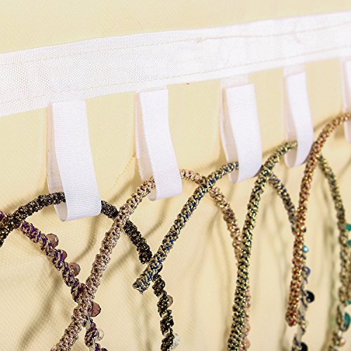 Hanging Jewelry Organizer Double Sided 40 Pockets & 20 Magic Tape Hook Storage Bag Closet Storage for Earrings Necklace Bracelet Ring Display Pouch (Beige) - view 3