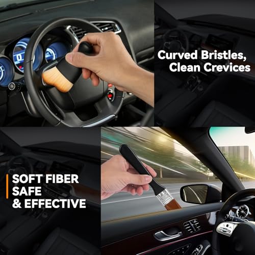 Soft Car Interior Detailing Kit,Car Duster Brush, Easy to Clean Interior Brush, Exterior Cleaning Tool, Auto Detailing Brushes for Dashboard, Air Vents, Seat Crevices, Skylight, Wheels & Tires - view 2
