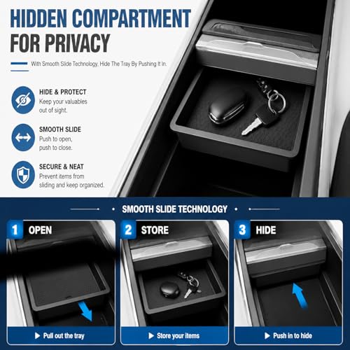 Tesla Model Y Juniper 2025-2026 13-Piece All-Weather Floor Mats & Double-Layer Center Console Organizer – Full Interior Protection & Smart Storage (Not for Standard) - view 5