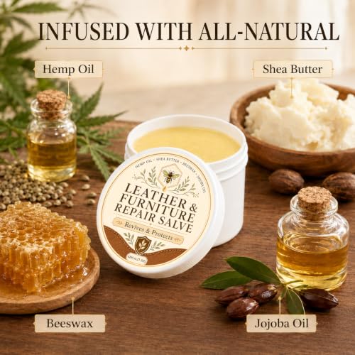 Leather & Furniture Repair Salve 4 oz, Leather Cleaner and Conditioner, Leather Conditioner and Leather Polish for Couch, Car Seats, Boots, Shoes, Bags and Furniture, Restores Natural Shine - view 7