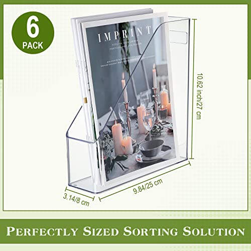 6 Pcs Clear Acrylic Magazine Holder with Handle Desk Organizer - view 2