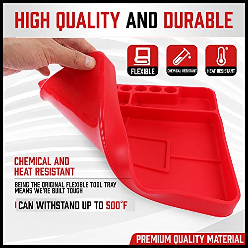 Premium Silicone Tool Tray, Automotive Non-Slip Flexible Silicone Tool Trays, Tool Organizer | 2 Piece Multi Purpose Mats with Magnetic Small parts Tray - view 4