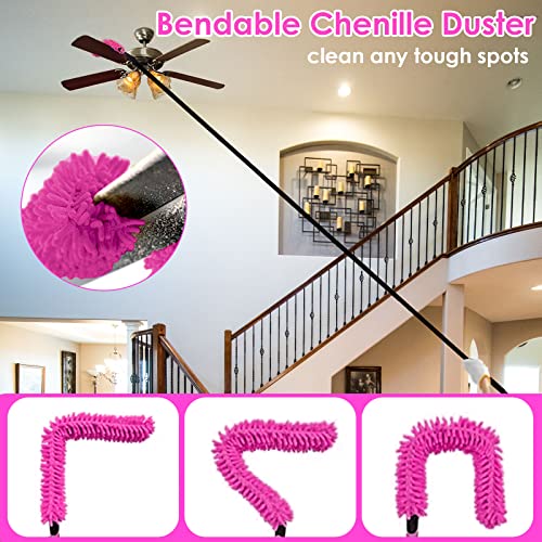 Pink Cleaning Supplies, Duster with Extension Pole for High Ceiling - view 4