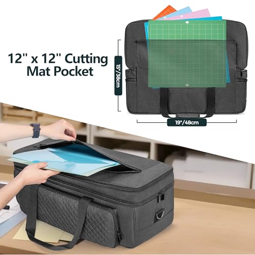 Carrying Case with Cutting Mat Pocket for Cricut Maker 4/3, Black - view 3