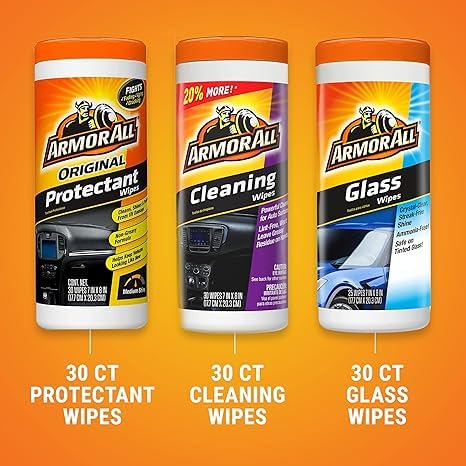 Premier Car Care Kit, Includes Car Wax & Wash Kit, Glass Cleaner, Car Air Freshener, Tire & Wheel Cleaner, 8 Pieces Protectant, Glass and Cleaning Wipes, 30 Count Each (Pack of 3) - view 5