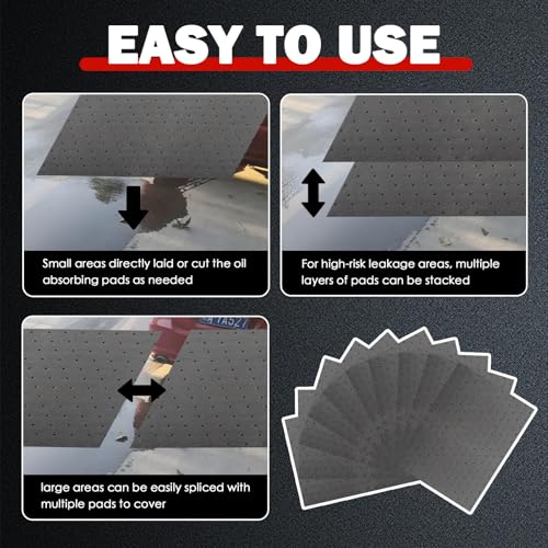10PCS 13"x10.1" Oil Absorbent Pads for Car,Essential Car Oil Spill Mat Serve to Adsorb Oils & Fluids,Reusable Cars Oils Pads for Garage & Under Vehicles Automotive Accessories - view 7