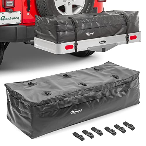 Jumbo Water Resistant Soft Shell Cargo Storage Bag, 47.24" x 19" x 13" - Heavy Duty Rainproof Waterproof Vinyl - Hook & Loop Storm Flap Closures - Designed for Hitch Mount Cargo Racks