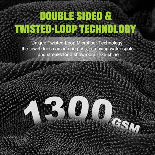 1 Pack 1300 Car Drying Towel, Microfiber Towels for Cars - 16" x 24" Ultra-Absorbent, Streak Free, Car Wash Mitt, Car Detailing Cleaning Accessories Supplies Essentials - view 6