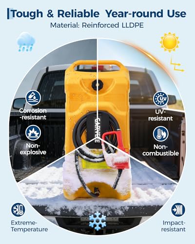 16 Gallon Gas Can, Fuel Tank Container with LE Fluid Transfer Manual 10 FT Siphon Pump, Portable Diesel Gas Storage Caddy w/Wheels for Car, ATV, Weeder, Boat, Tractor,Snow Blower,Generator - view 6
