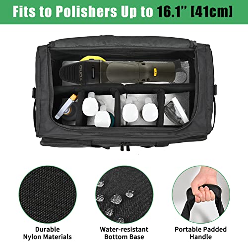 Large Car Detailing Bag, Cleaning Caddy with Lid and Handle for Auto Detailing Supplies, Car Cleaning Storage Trunk Organizer for Polisher and Vehicle Wash Tools, Black - view 3
