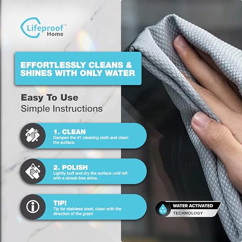 Streakless Microfiber Eco Cleaning Cloth Set - Effortlessly Cleans Stainless, Glass & Stone With Only Water - 3 Pack Set - view 6