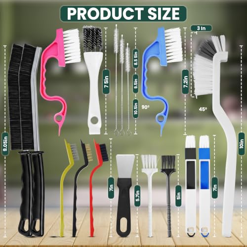 Crevice Cleaning Brush Set 3Pcs Hard Bristle Tools for Narrow Spaces - view 4