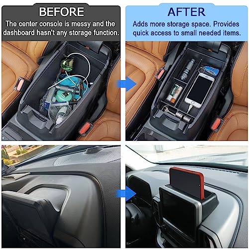New Tray 2PCS Set Compatible with 2021-2024 Ford Bronco Sport Accessories, Armrest Storage Console Organizer Dash Tray Insert Phone Holder (Not for Escape & Bronco & 2025 Dashboard) - view 3