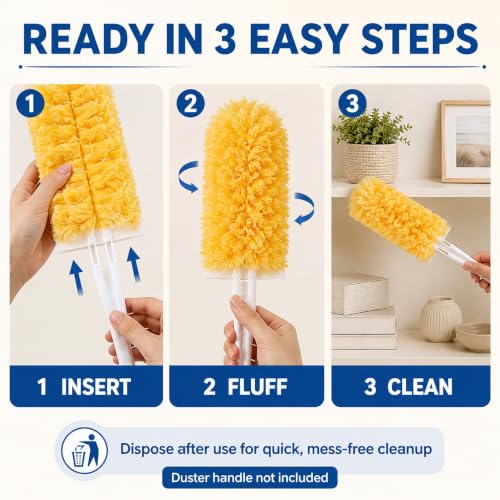 Duster Refills,Disposable Dusters for Cleaning,Heavy Duty Duster Refills, MultiSurface Dusting Wand,Dust Remover for Furniture,Blinds,Ceiling Fans&Home Cleaning Supplies (Orange, 25pcs) - view 3