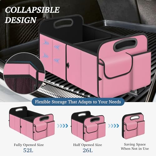 Trunk Organizer, Collapsible Waterproof Multi-Compartment Trunk Organizer for SUVs & Sedans, Car Storage with Reinforced Handles, Car Accessories for Women and Men, 52L - view 4