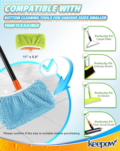 2 Pack Chenille Broom Covers for Floor & Baseboard Dusting, Washable - view 2