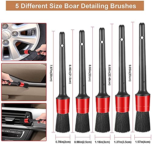 12Pcs Car Wheel & Tire Brush Kit,Including 17inch Long Wheel Brush,Short Handle Tire Brush,5pcs Boar Hair Detailing Brushes Kit & 3pcs Wire Brushes for Cleaning Car Wheels & Interior Exterior - view 4