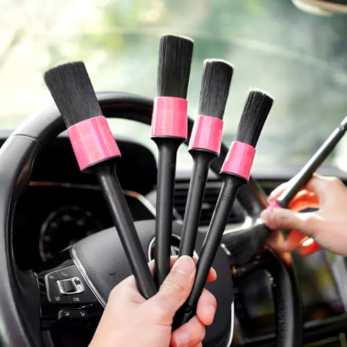 5 PCS Car Detailing Brush Set, Pink - view 5